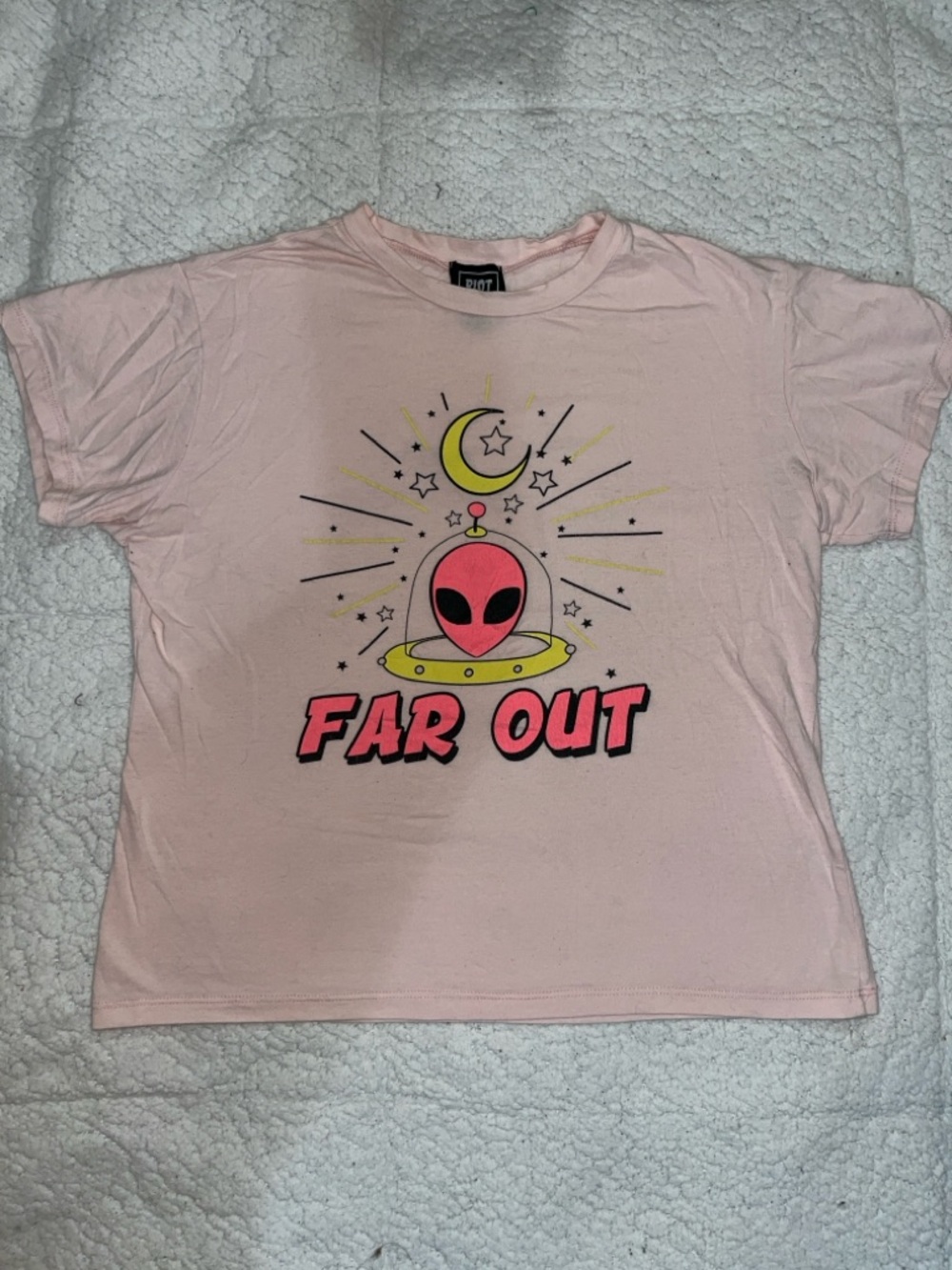 Pink 'Far Out' Alien Graphic Tee